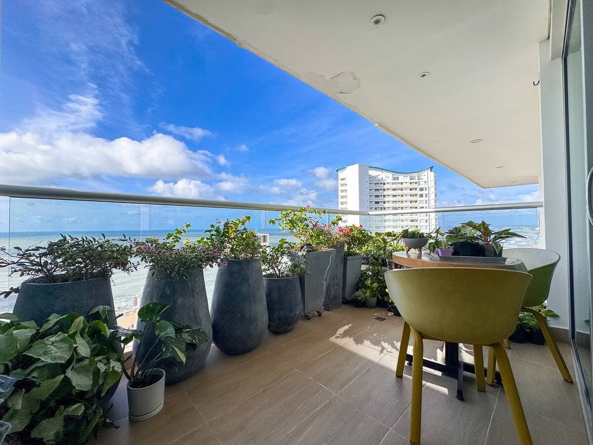 Private terrace framing the open sea
