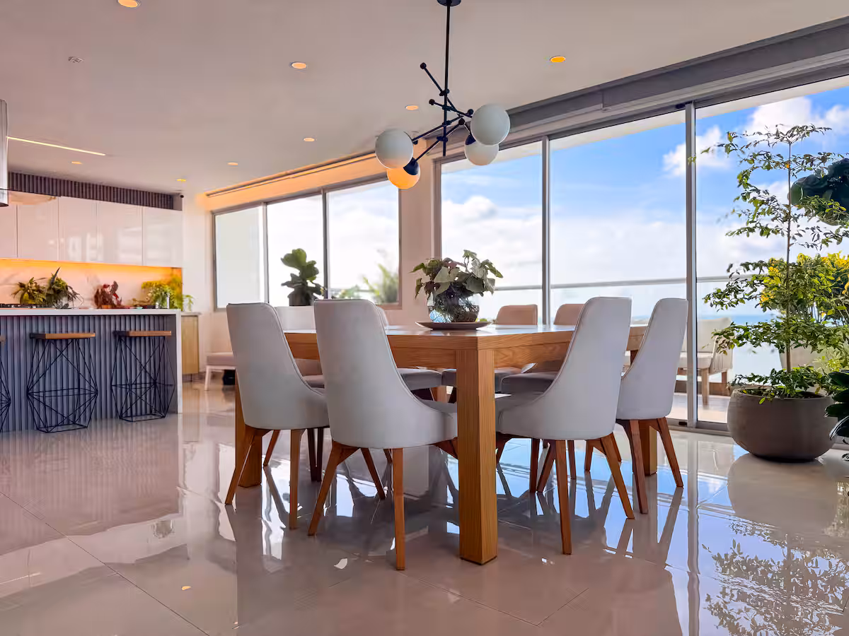 Dining room overlooking the coast